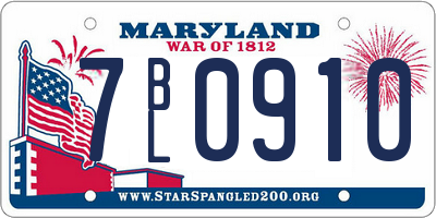 MD license plate 7BL0910
