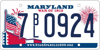 MD license plate 7BL0924