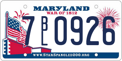 MD license plate 7BL0926