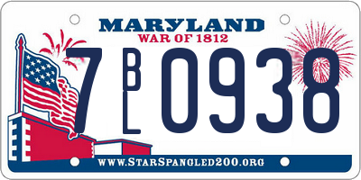 MD license plate 7BL0938