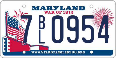 MD license plate 7BL0954
