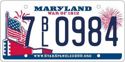 MD license plate 7BL0984