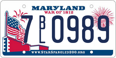 MD license plate 7BL0989