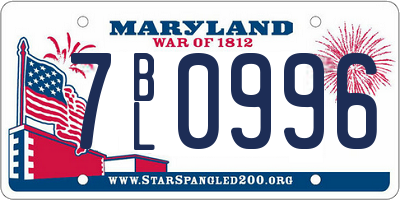 MD license plate 7BL0996