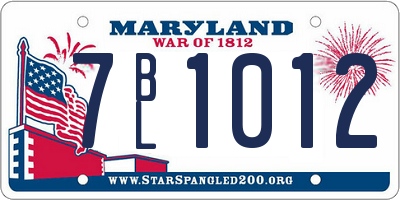 MD license plate 7BL1012
