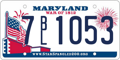 MD license plate 7BL1053
