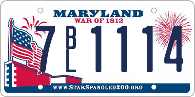 MD license plate 7BL1114