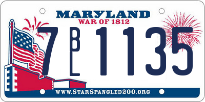 MD license plate 7BL1135
