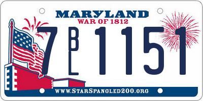 MD license plate 7BL1151