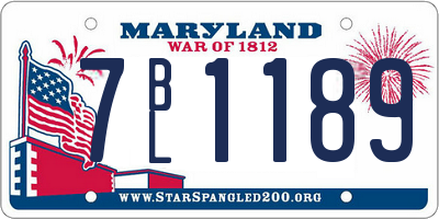 MD license plate 7BL1189