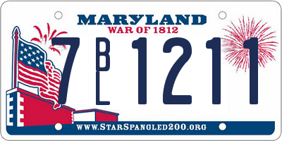MD license plate 7BL1211