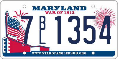 MD license plate 7BL1354