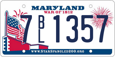 MD license plate 7BL1357