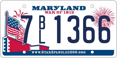 MD license plate 7BL1366