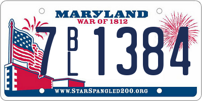 MD license plate 7BL1384