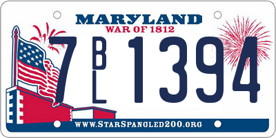 MD license plate 7BL1394