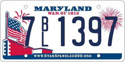 MD license plate 7BL1397