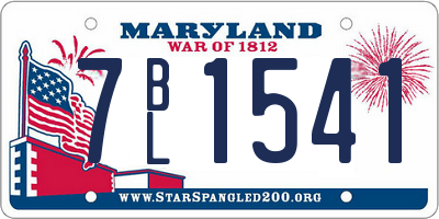MD license plate 7BL1541