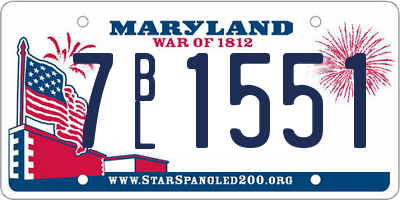 MD license plate 7BL1551