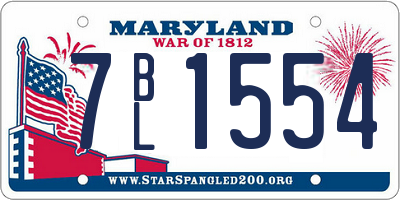 MD license plate 7BL1554