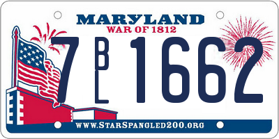 MD license plate 7BL1662