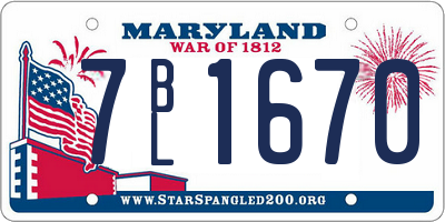 MD license plate 7BL1670