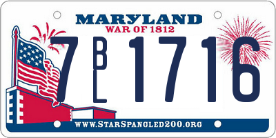 MD license plate 7BL1716