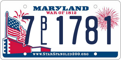 MD license plate 7BL1781