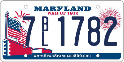 MD license plate 7BL1782