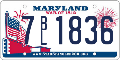 MD license plate 7BL1836
