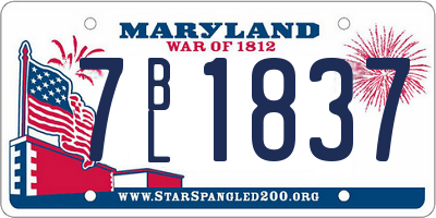 MD license plate 7BL1837