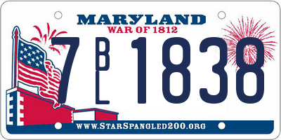 MD license plate 7BL1838