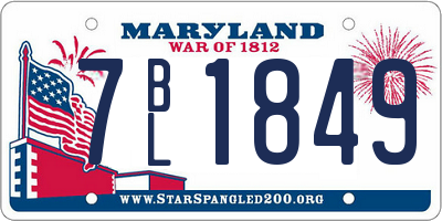 MD license plate 7BL1849