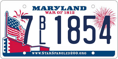 MD license plate 7BL1854