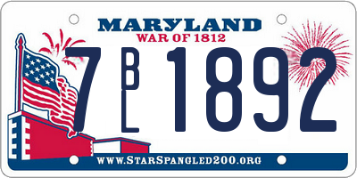 MD license plate 7BL1892
