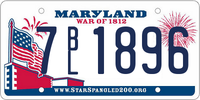 MD license plate 7BL1896