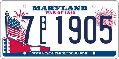 MD license plate 7BL1905
