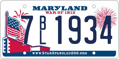 MD license plate 7BL1934