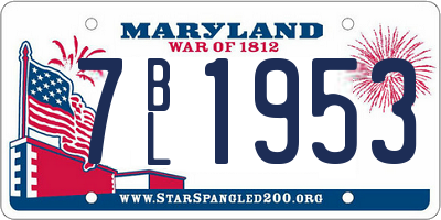 MD license plate 7BL1953