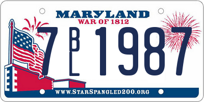 MD license plate 7BL1987