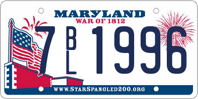 MD license plate 7BL1996