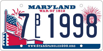 MD license plate 7BL1998