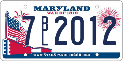 MD license plate 7BL2012