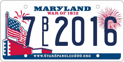 MD license plate 7BL2016