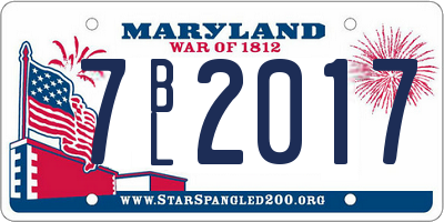 MD license plate 7BL2017