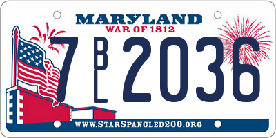MD license plate 7BL2036