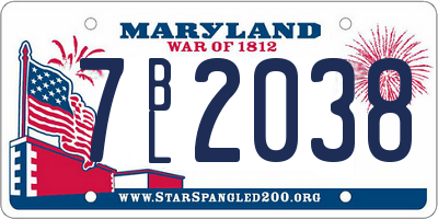 MD license plate 7BL2038