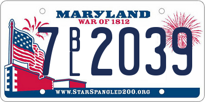 MD license plate 7BL2039