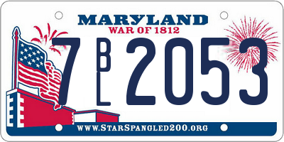 MD license plate 7BL2053