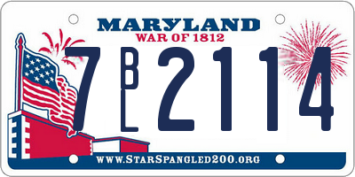 MD license plate 7BL2114